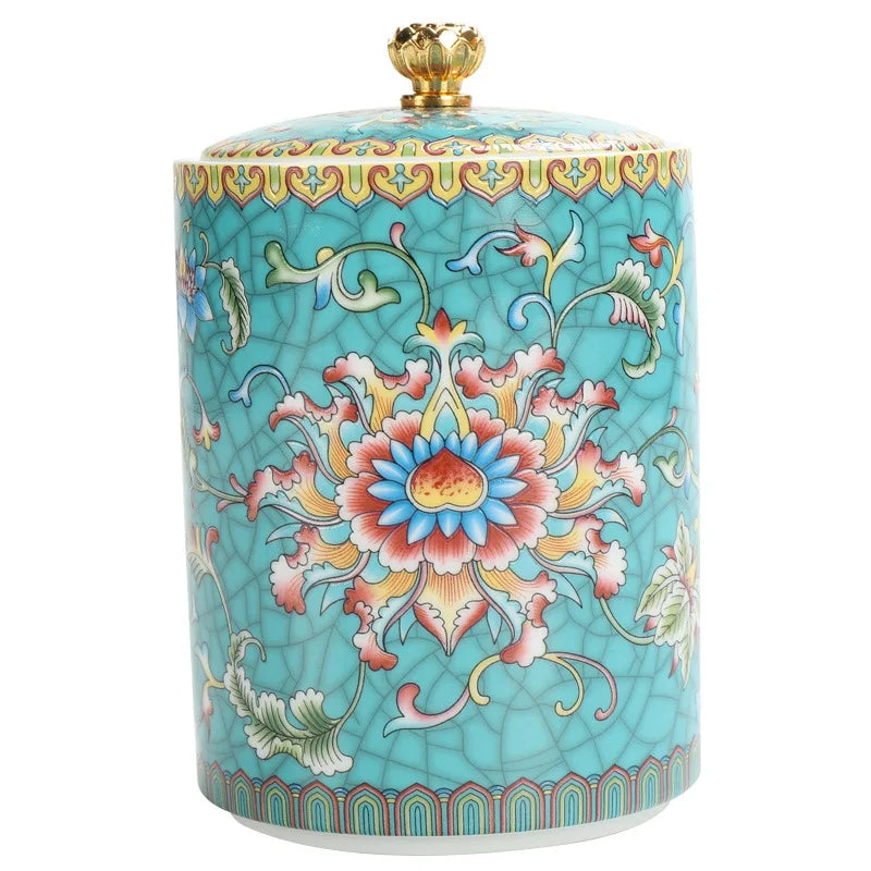 Pot en céramique avec couvercle, en forme de couronne florale - e-thnic
