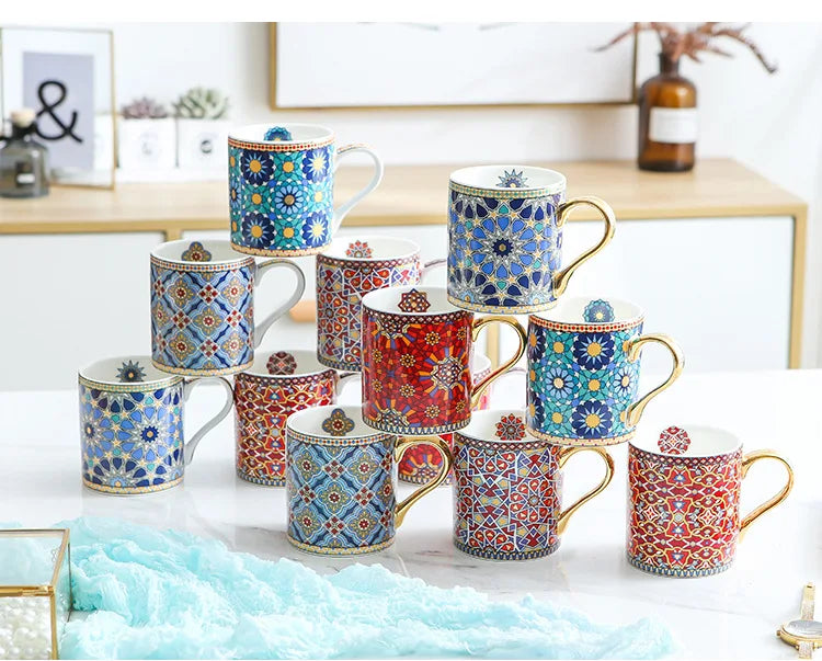 Tasse à café vintage avec poignée dorée - e-thnic