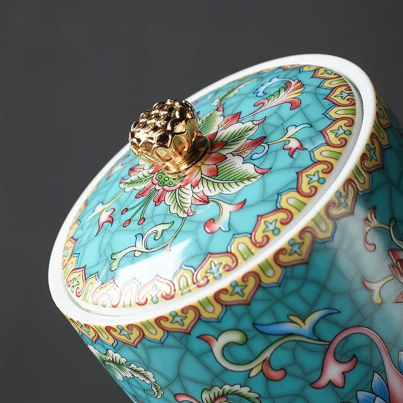 Pot en céramique avec couvercle, en forme de couronne florale - e-thnic