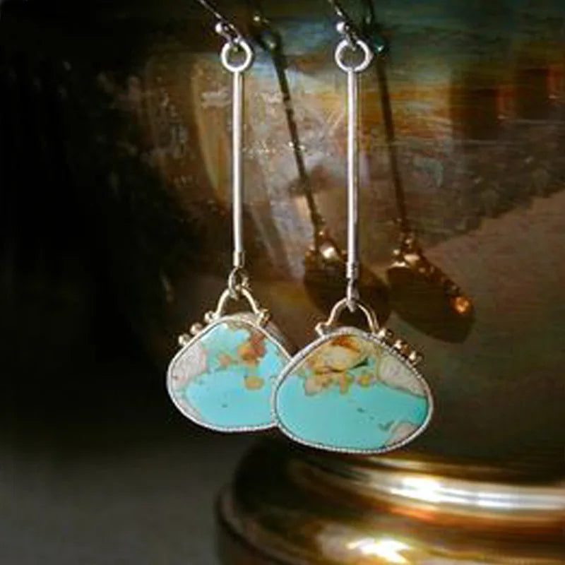 Boucles d'oreilles ornées de pierres colorées en argent antique - e-thnic