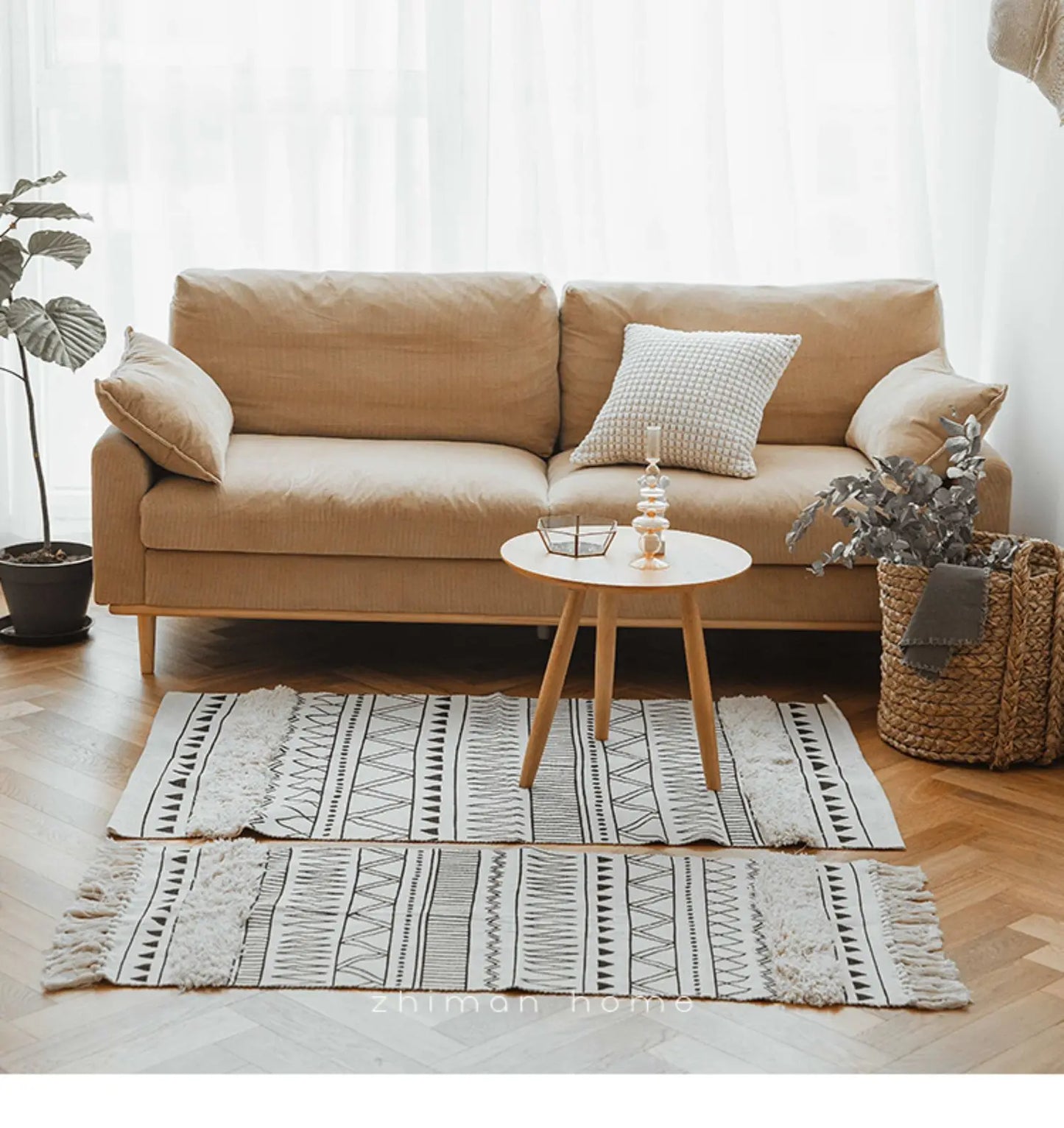 Tapis nordic fait main avec franges - e-thnic
