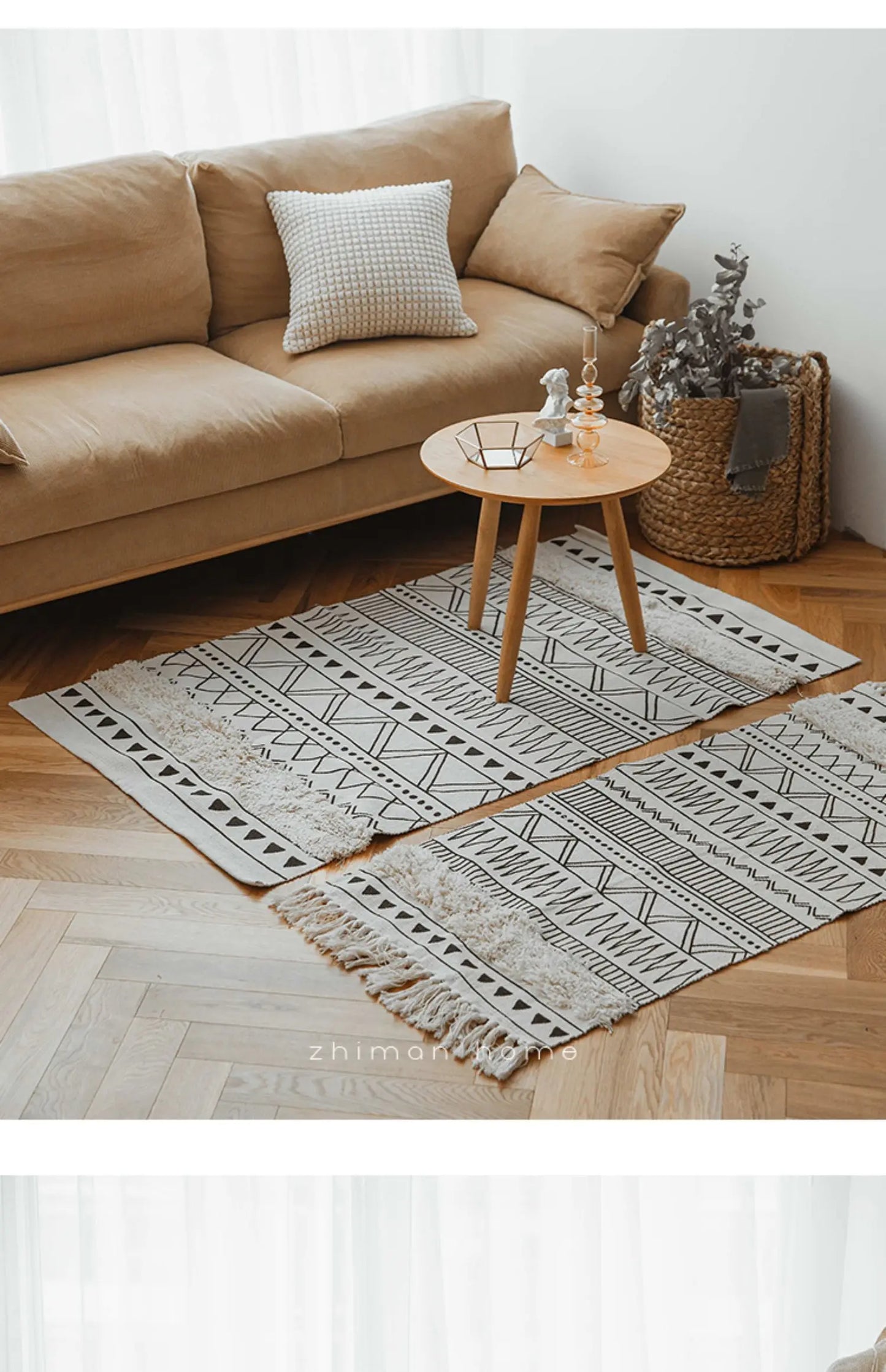 Tapis nordic fait main avec franges - e-thnic