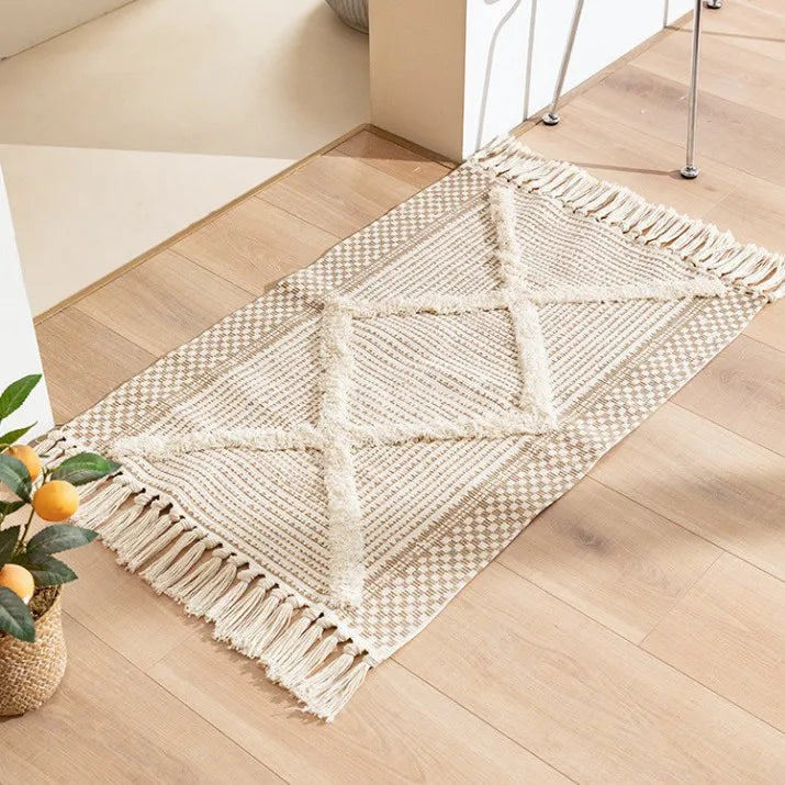 Tapis nordic fait main avec franges - e-thnic