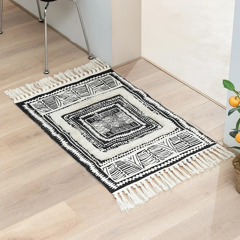 Tapis nordic fait main avec franges - e-thnic