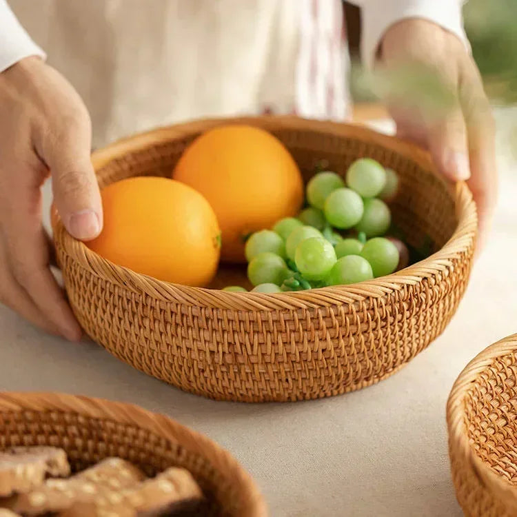 Panier en osier rond tressé - e-thnic