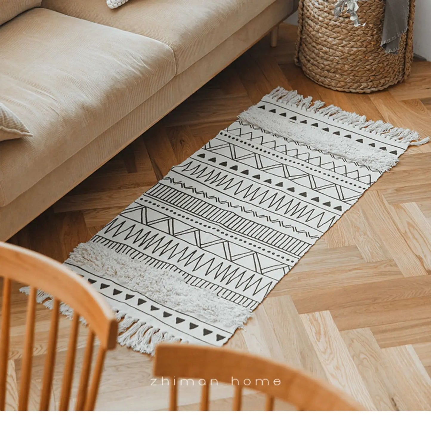 Tapis nordic fait main avec franges - e-thnic