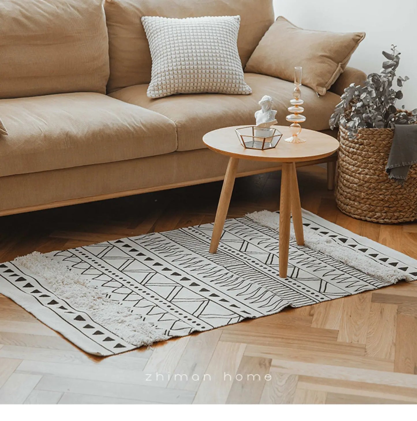 Tapis nordic fait main avec franges - e-thnic