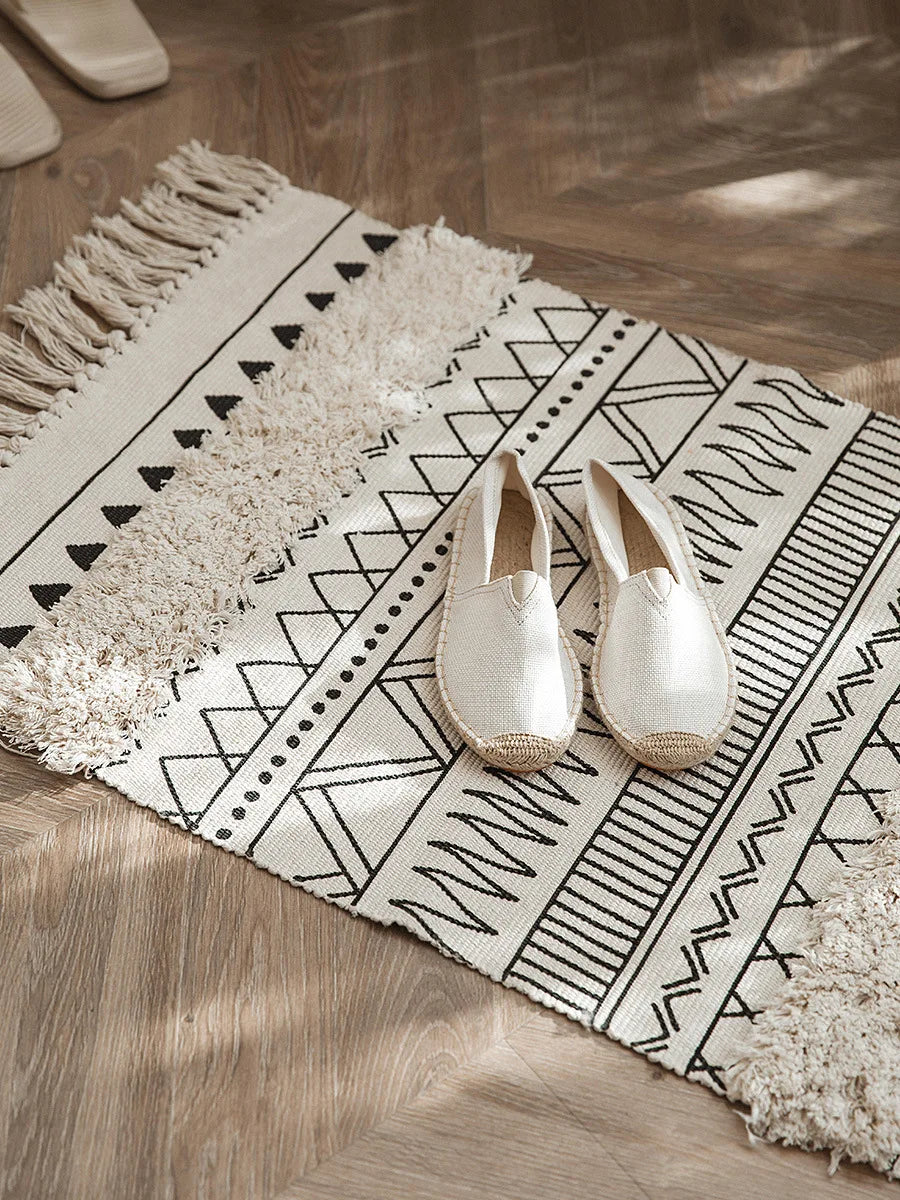 Tapis nordic fait main avec franges - e-thnic