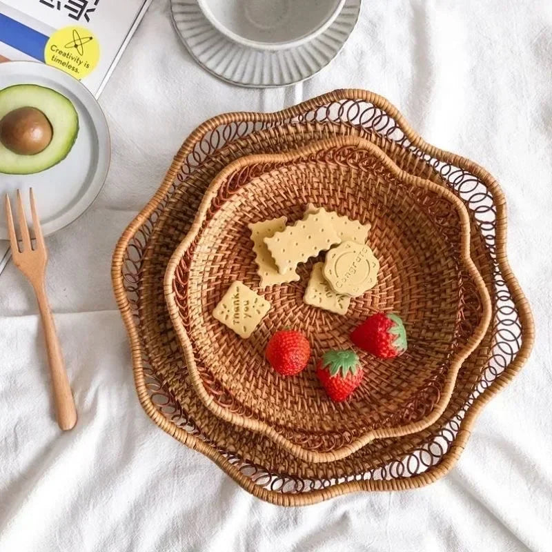 Panier en osier rond tressé - e-thnic