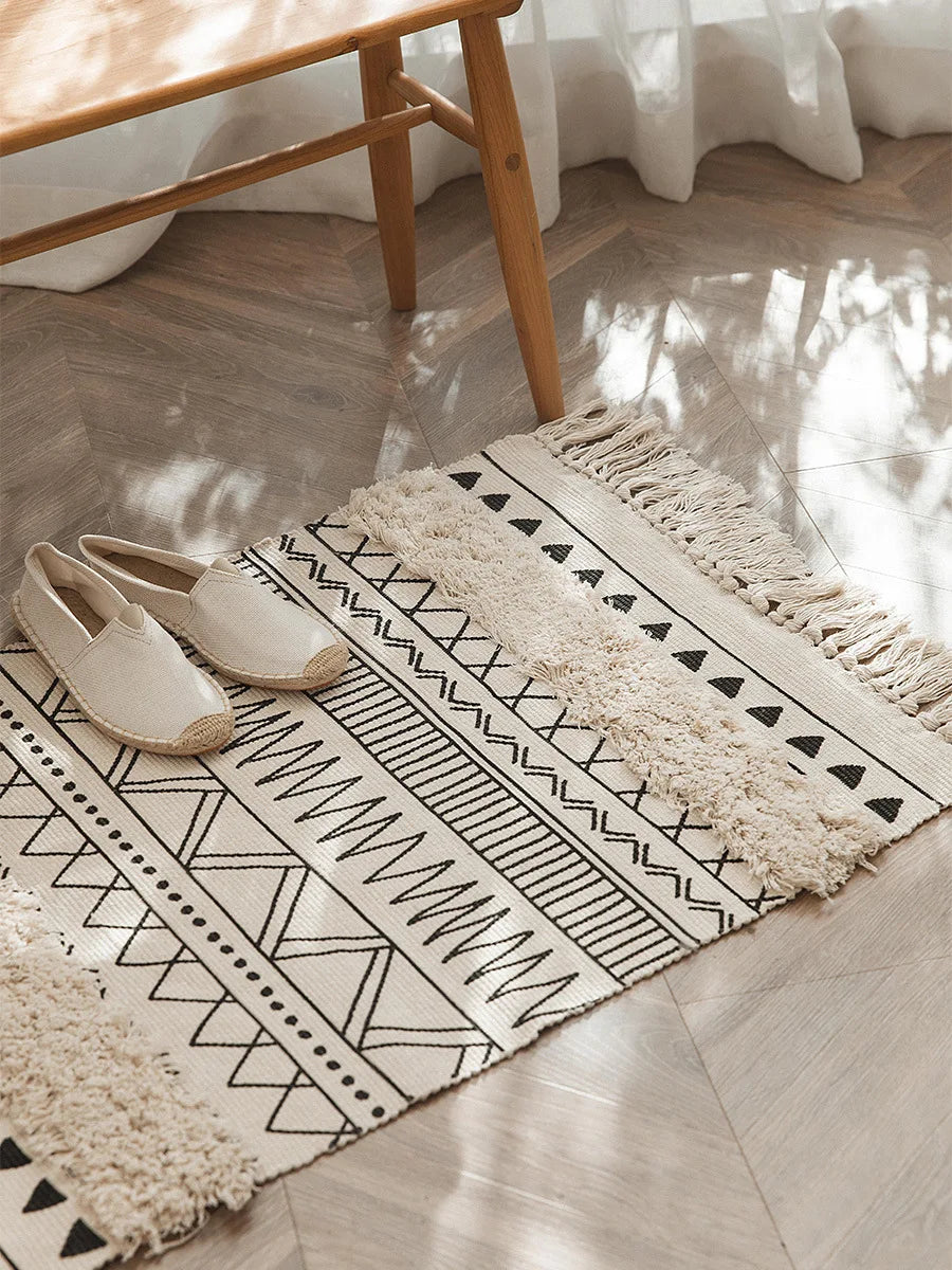 Tapis nordic fait main avec franges - e-thnic