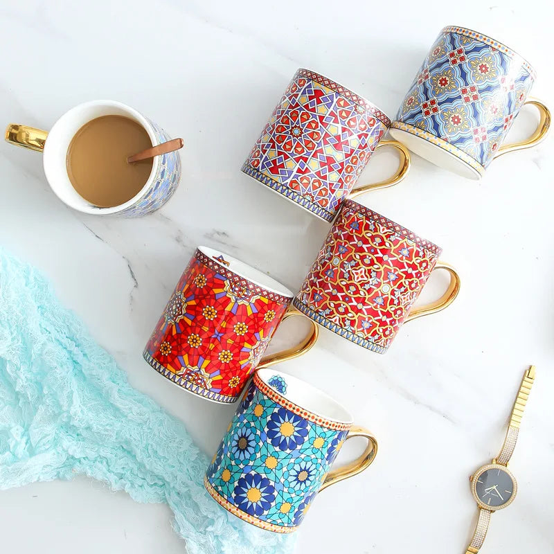 Tasse à café vintage avec poignée dorée - e-thnic