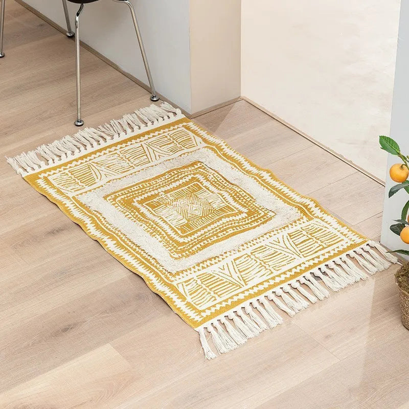 Tapis nordic fait main avec franges - e-thnic