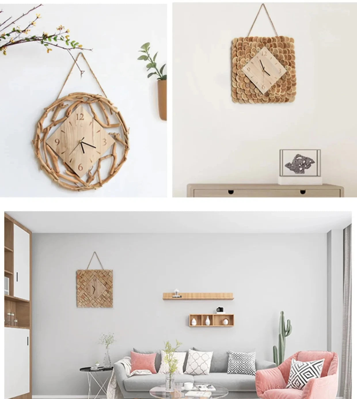 Horloge murale en bois faite à la main - e-thnic