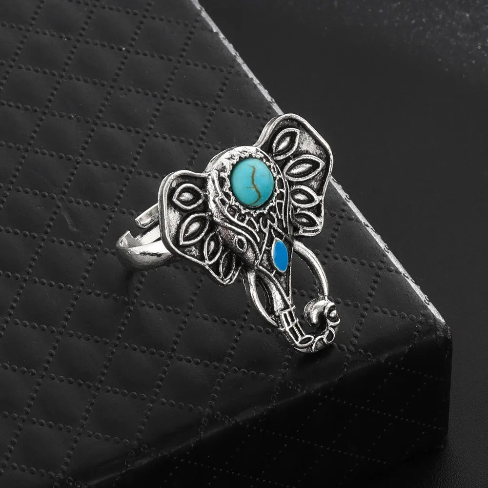 Bague éléphant turquoise - e-thnic