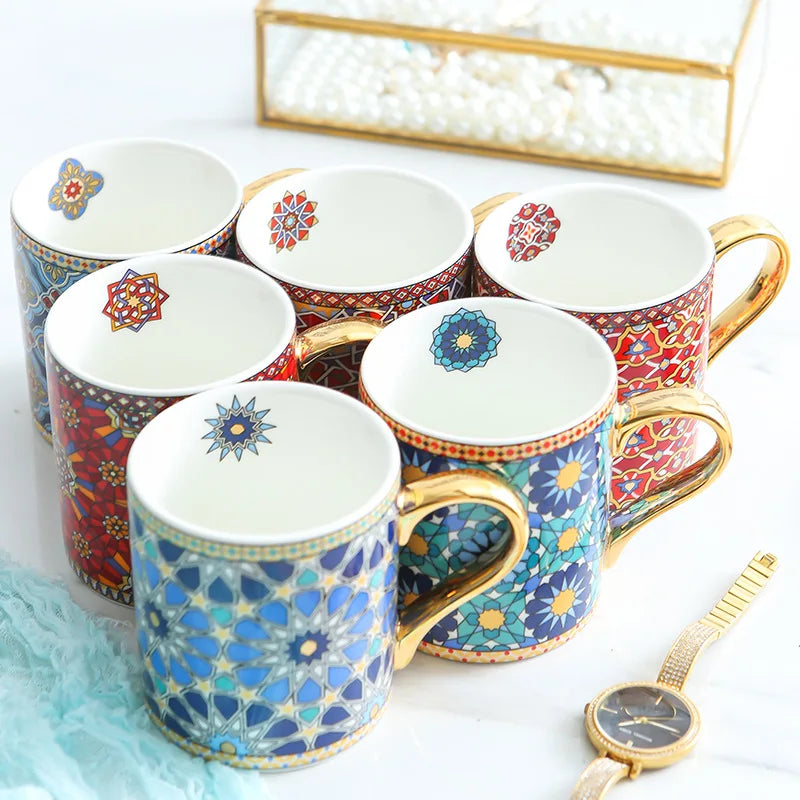 Tasse à café vintage avec poignée dorée - e-thnic