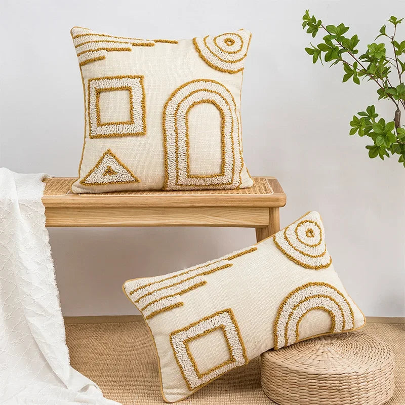 Housse de coussin en velours et toile de coton - e-thnic