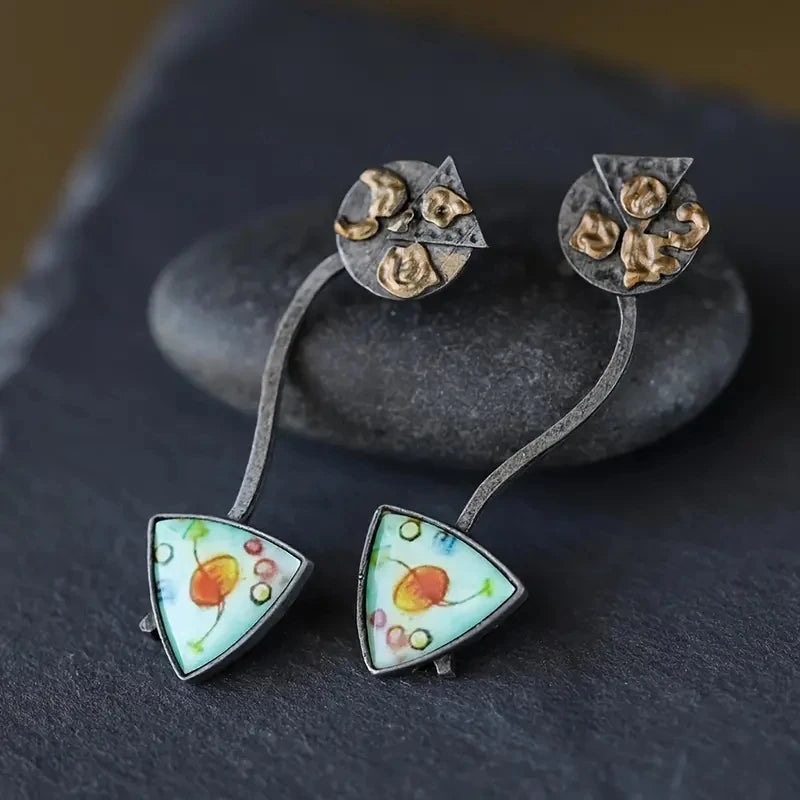 Boucles d'oreilles avec pierres synthétiques incrustée - e-thnic