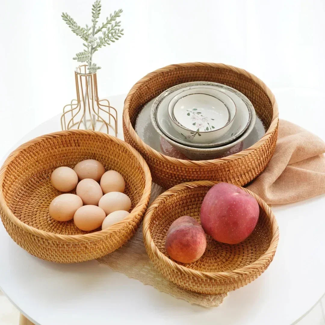 Panier en osier rond tressé - e-thnic