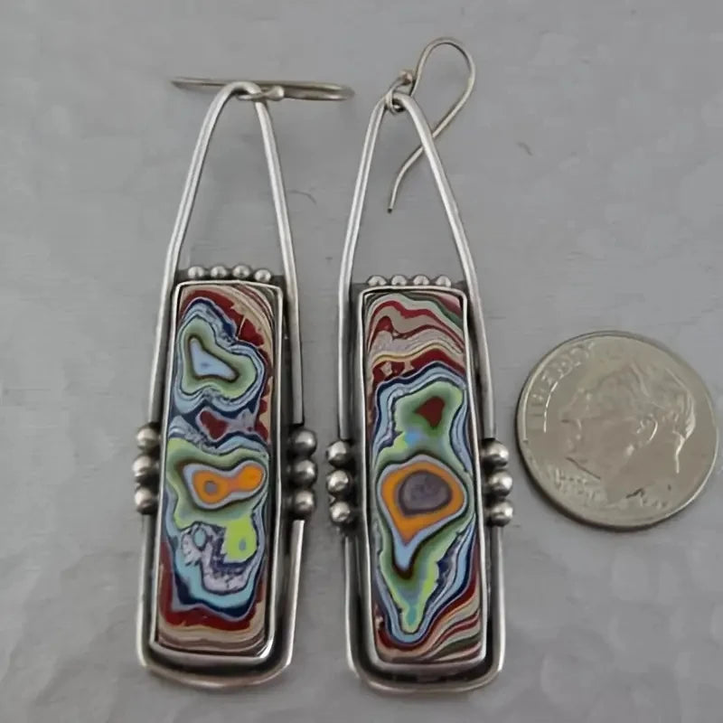 Boucles d'oreilles pendantes colorées en verre - e-thnic