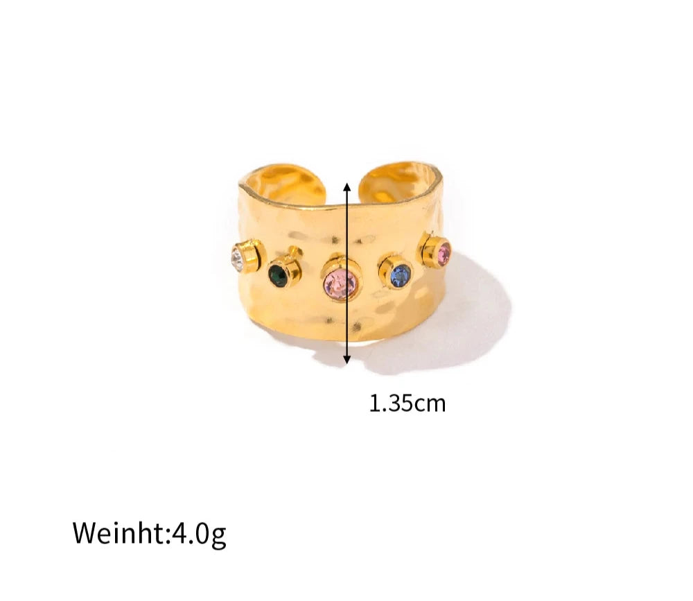 Large bague avec pierre en cristal - e-thnic