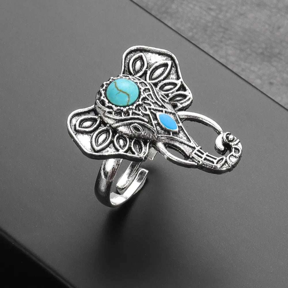 Bague éléphant turquoise - e-thnic