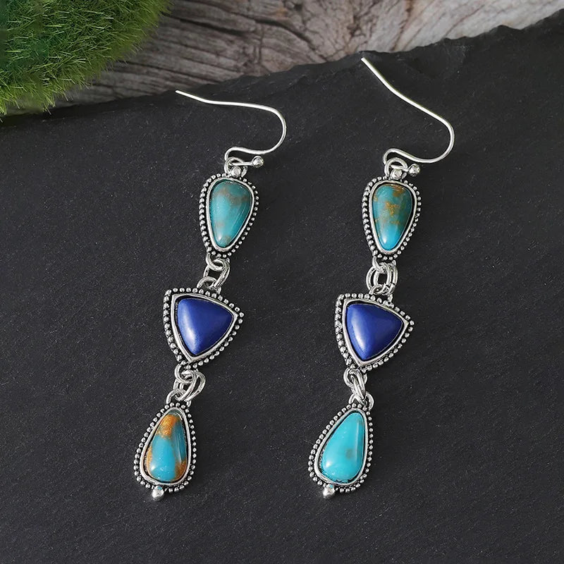 Boucles d'oreilles en lapis-lazuli et turquoise faites à la main - e-thnic