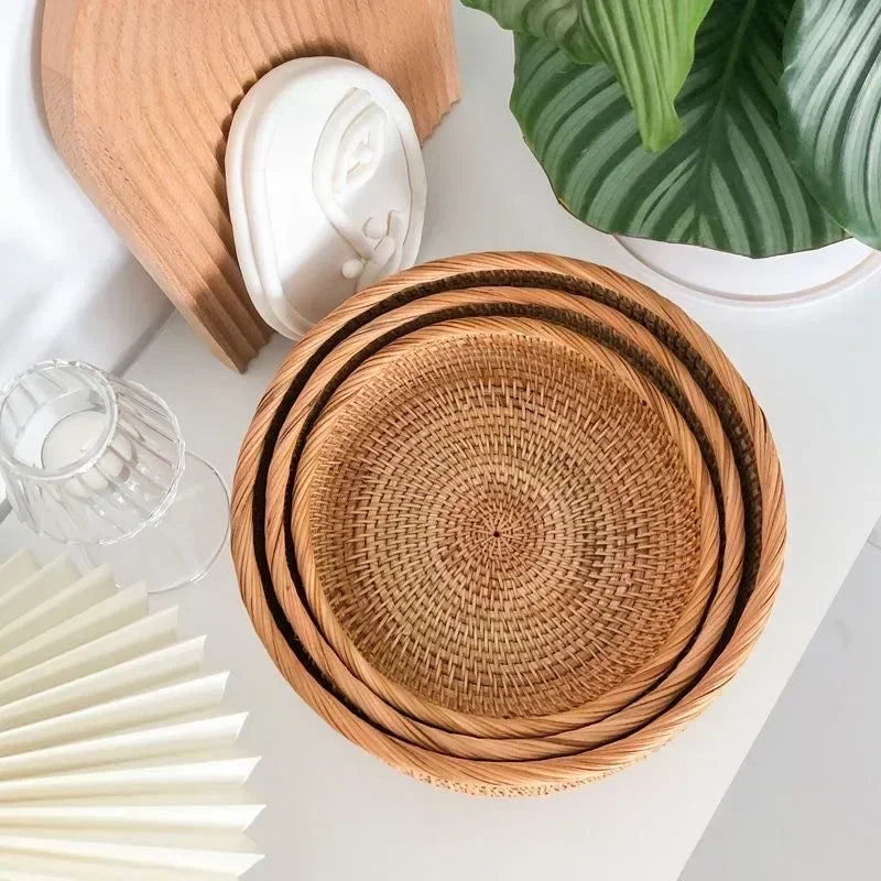 Panier en osier rond tressé - e-thnic