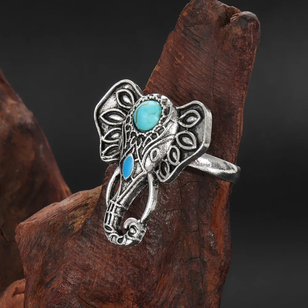 Bague éléphant turquoise - e-thnic