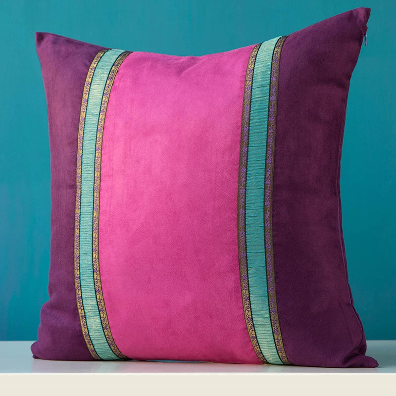 Lot de 2 pièces - Housse de coussin en suède brillant - e-thnic