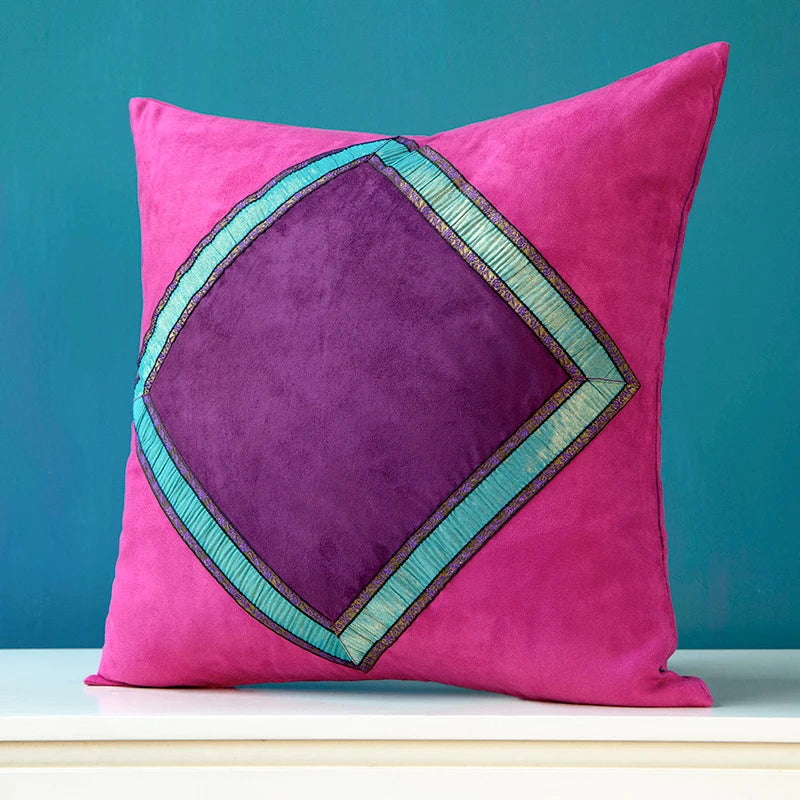 Lot de 2 pièces - Housse de coussin en suède brillant - e-thnic