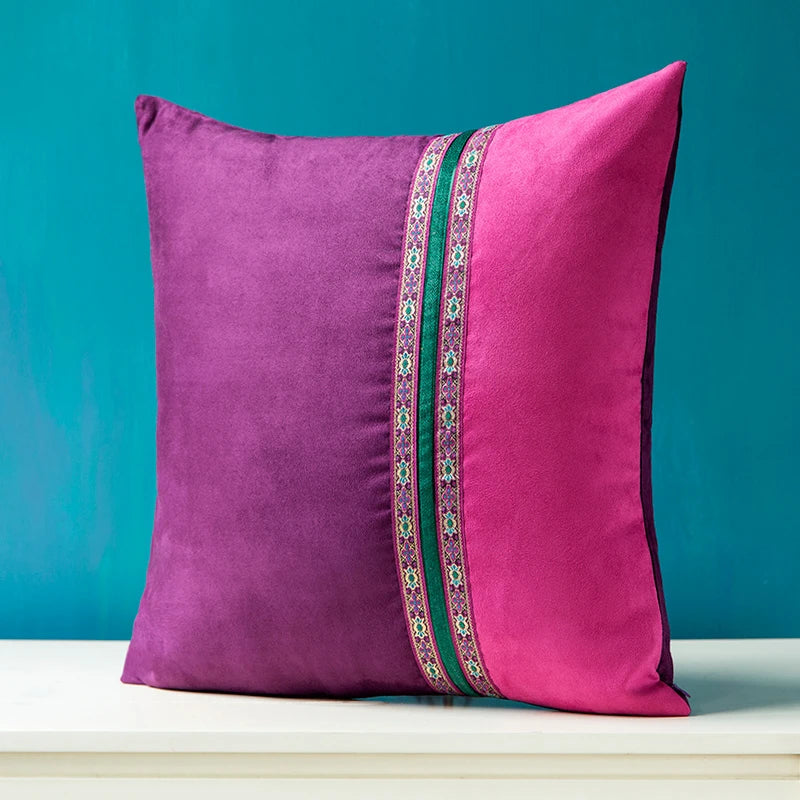 Lot de 2 pièces - Housse de coussin en suède brillant - e-thnic