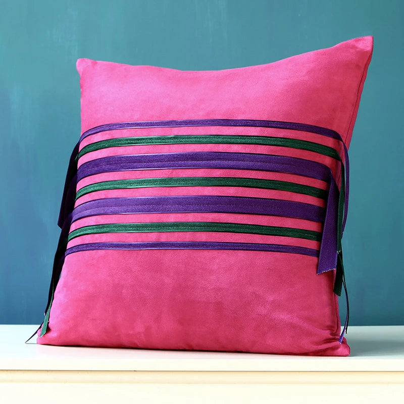 Lot de 2 pièces - Housse de coussin en suède brillant - e-thnic