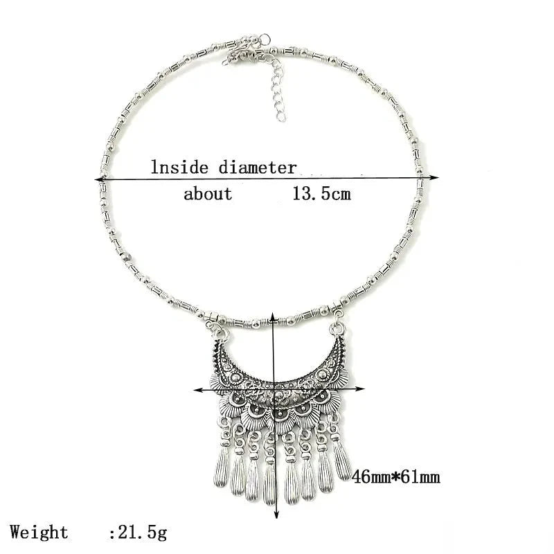 Collier rond avec pendentif à franges - e-thnic