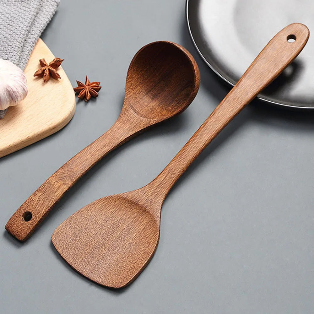 Ensemble d'ustensiles de cuisine en bois - e-thnic