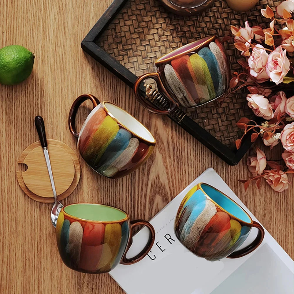 Tasses en céramique faites à la main avec cuillère - e-thnic