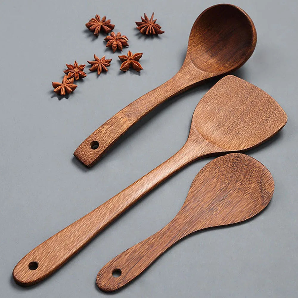 Ensemble d'ustensiles de cuisine en bois - e-thnic