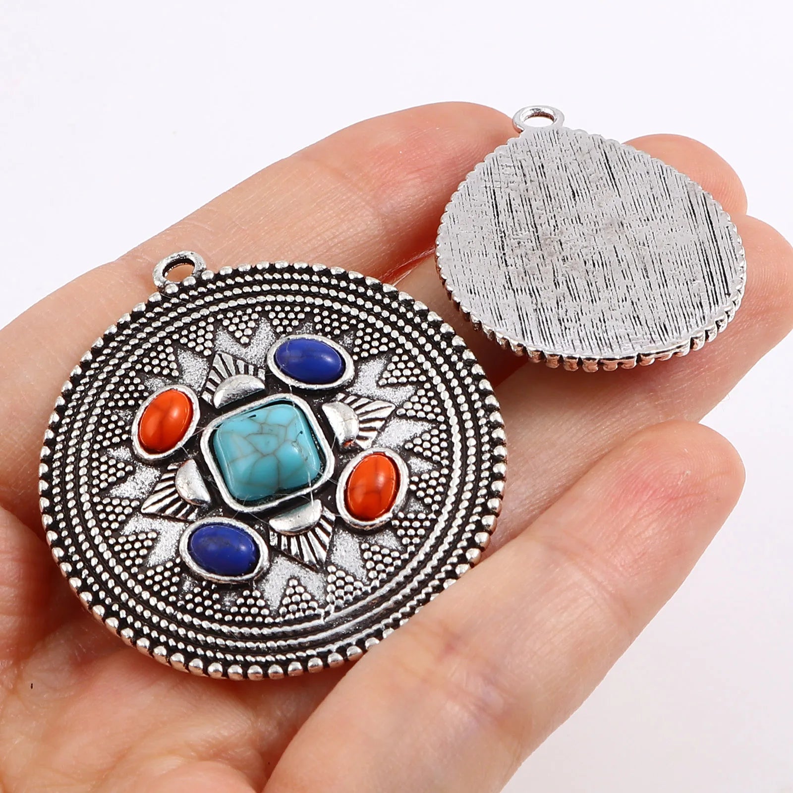 Pendentif argent avec pierre de couleur - e-thnic