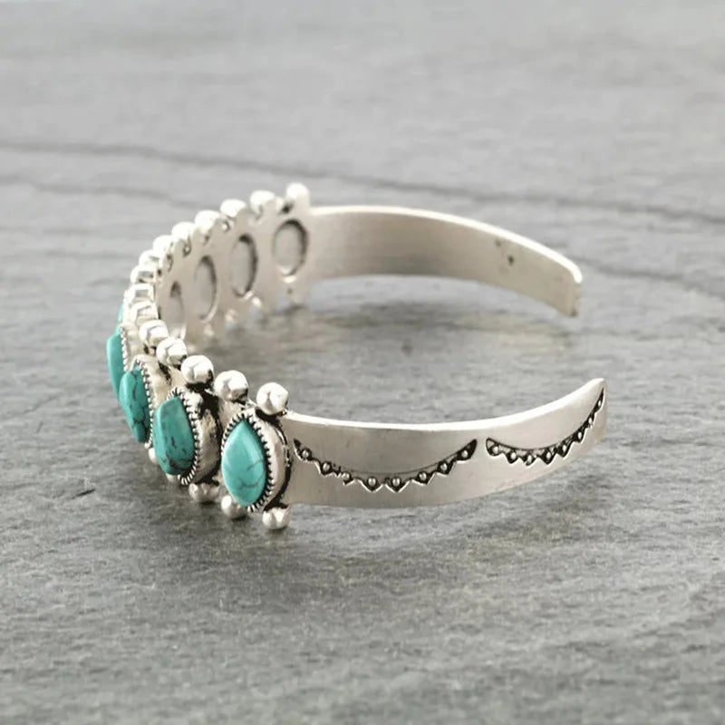 bracelet ouvert en turquoise naturelle - e-thnic