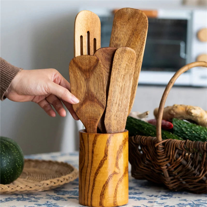 Spatule à long manche en bois - e-thnic