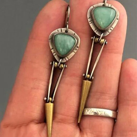 Boucles d'oreilles longues en turquoise vintage - e-thnic