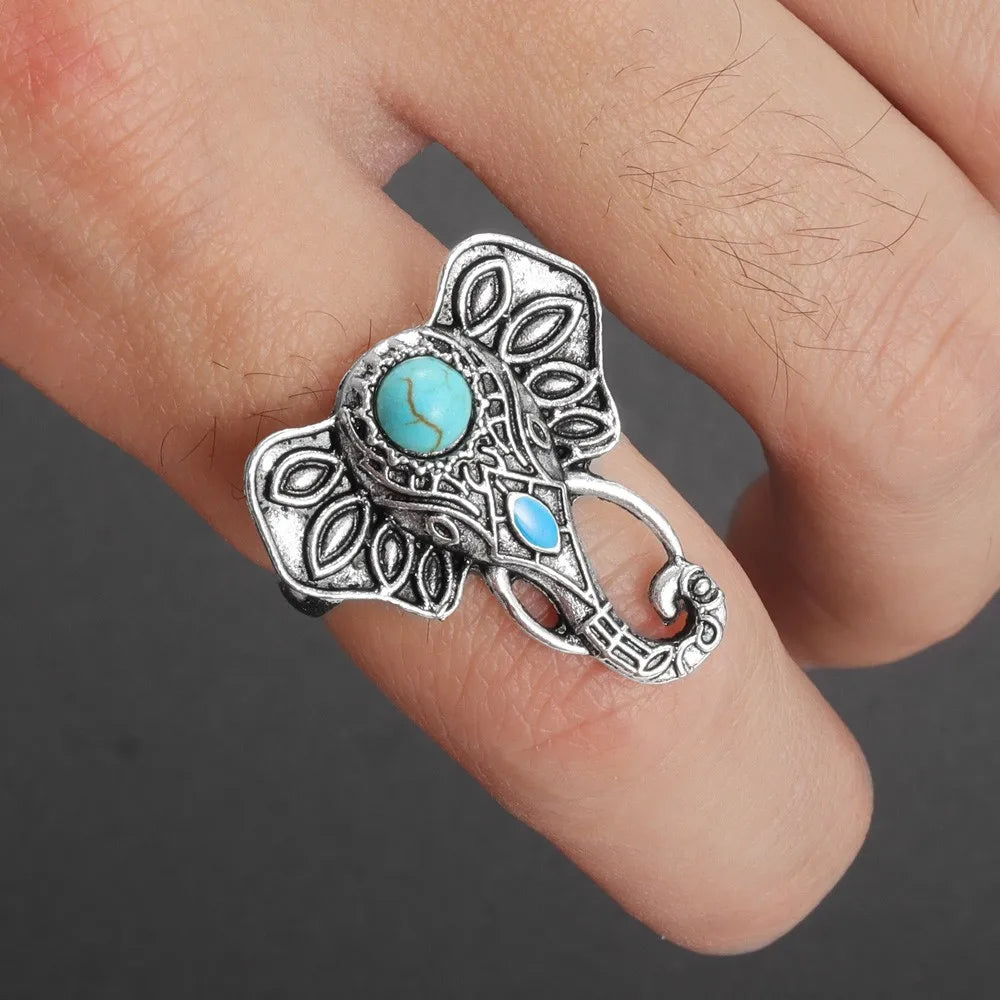 Bague éléphant turquoise - e-thnic