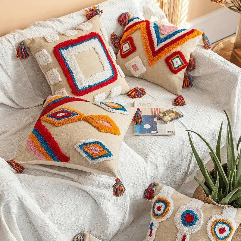 Coussin de style marocain avec franges - e-thnic