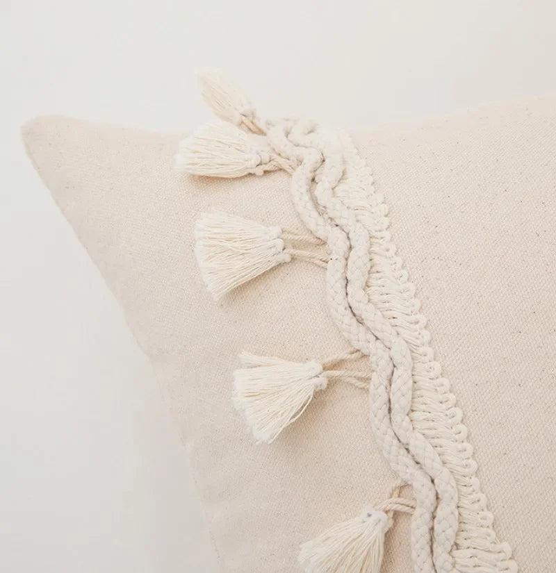 Housses de coussin neutres avec pompons - e-thnic