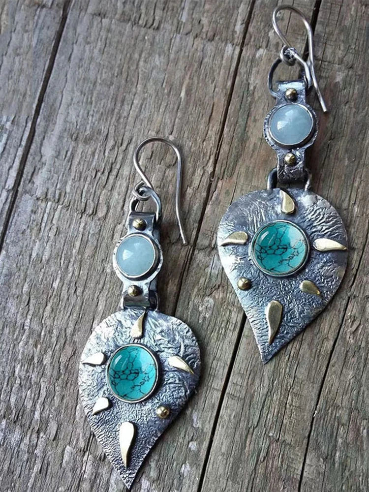 Boucles d'oreilles incrustées de cristal bleu - e-thnic