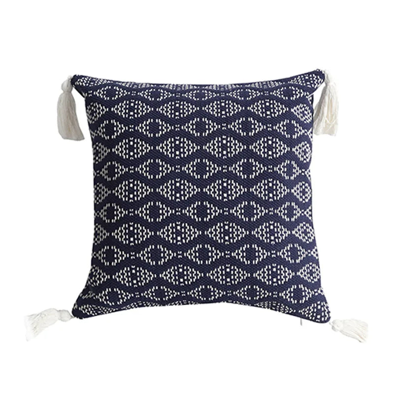 Housse de coussin en tissage bleu marine - e-thnic