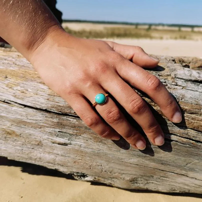 Bague ajustable en pierre précieuse bleue - e-thnic