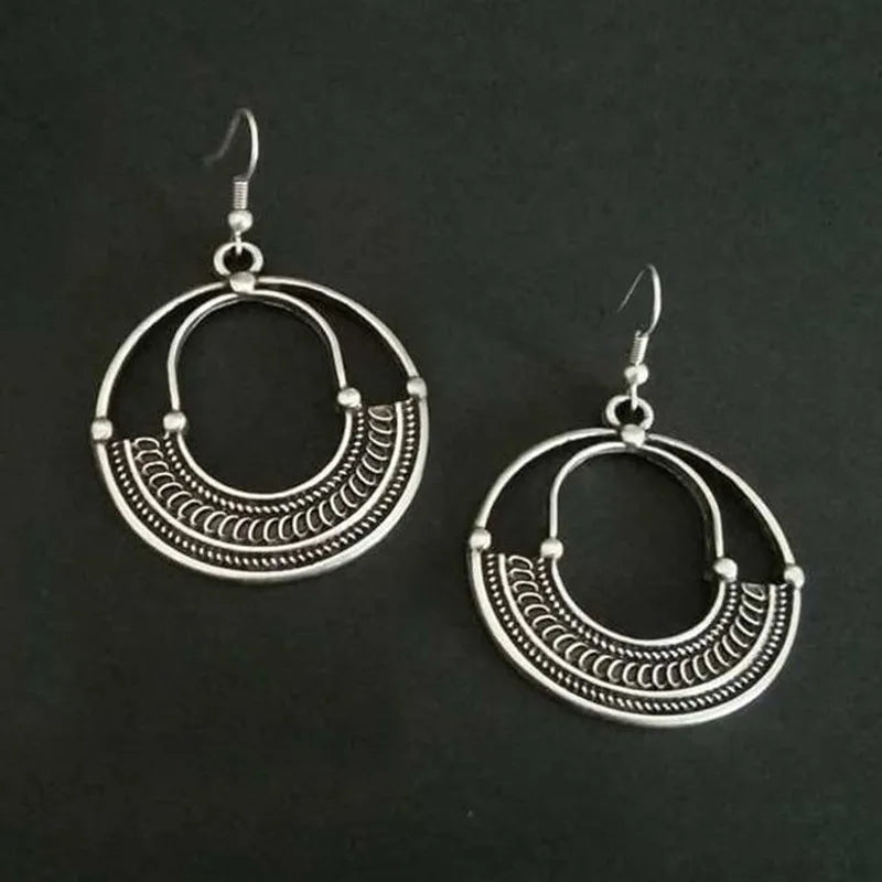 Boucles d'oreilles rondes couleur argent antique - e-thnic