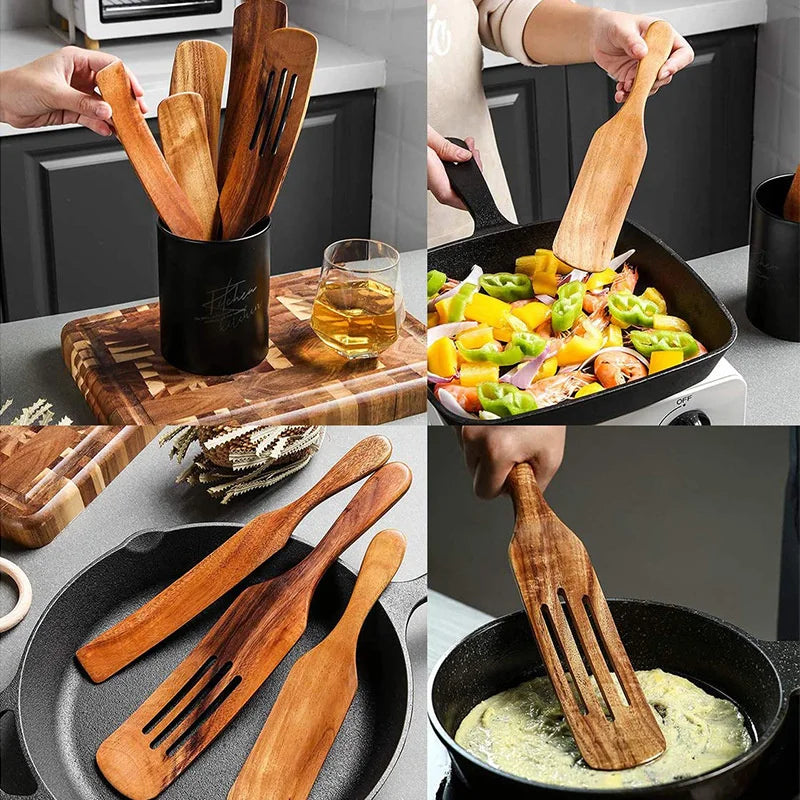 Spatule à long manche en bois - e-thnic