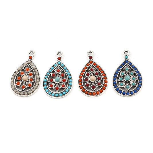 Pendentifs en forme de goutte avec perles colorées - e-thnic