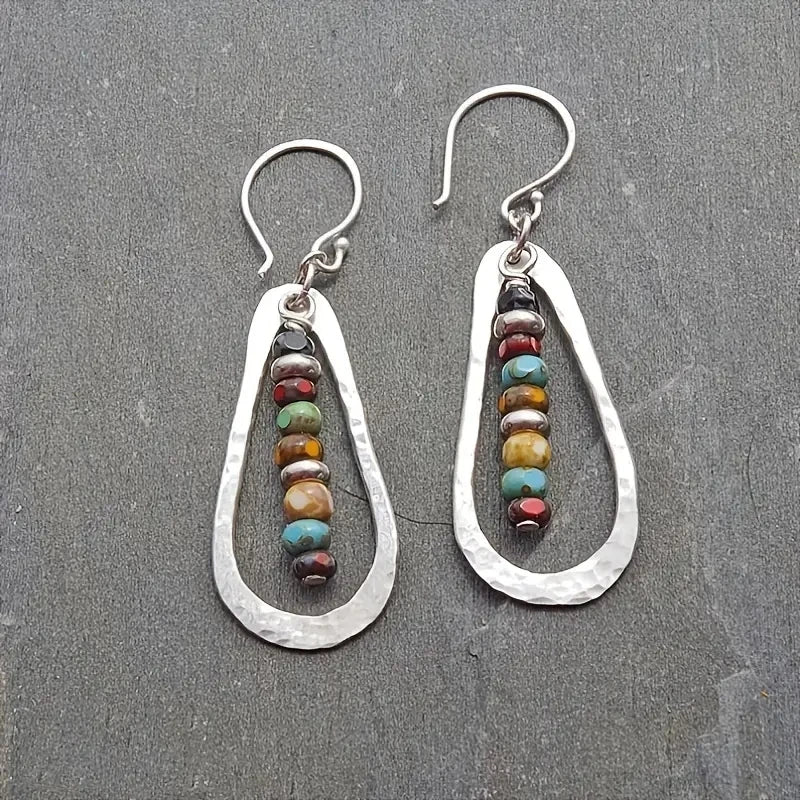 Boucles d'oreilles en forme de goutte avec perles colorées - e-thnic